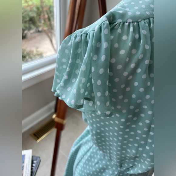 NY&Co Eva Mendes Polka Dot Wrap Dress - Picture 3 of 11